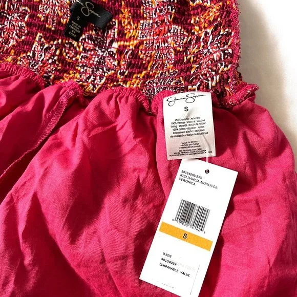 NWT Jessica Simpson Smocked Veronica Skort in Red Dahlia Moroccan Blooms - Picture 8 of 9